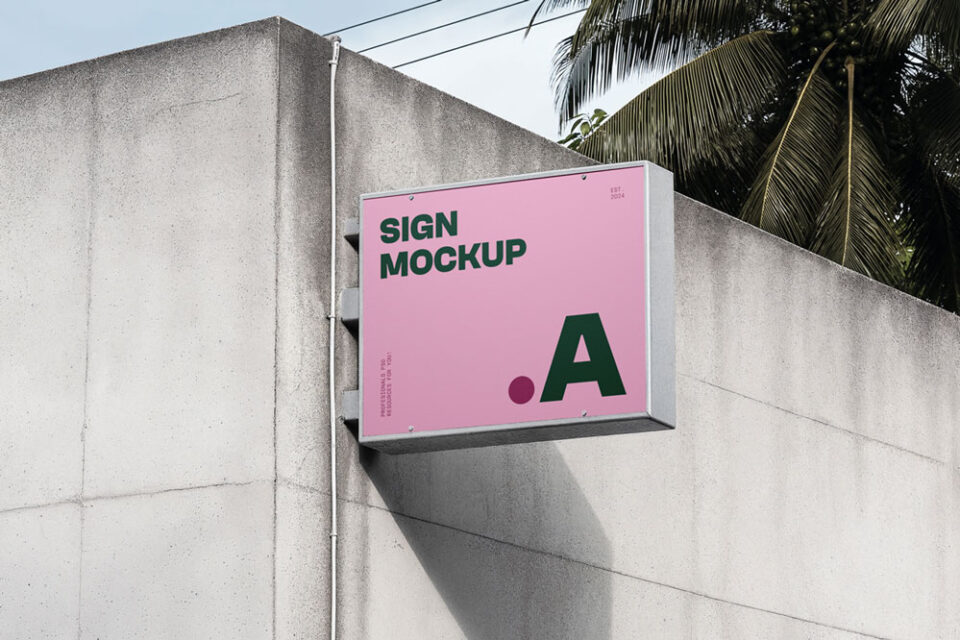 Free Wall Rectangle Sign Mockup Mockuptree