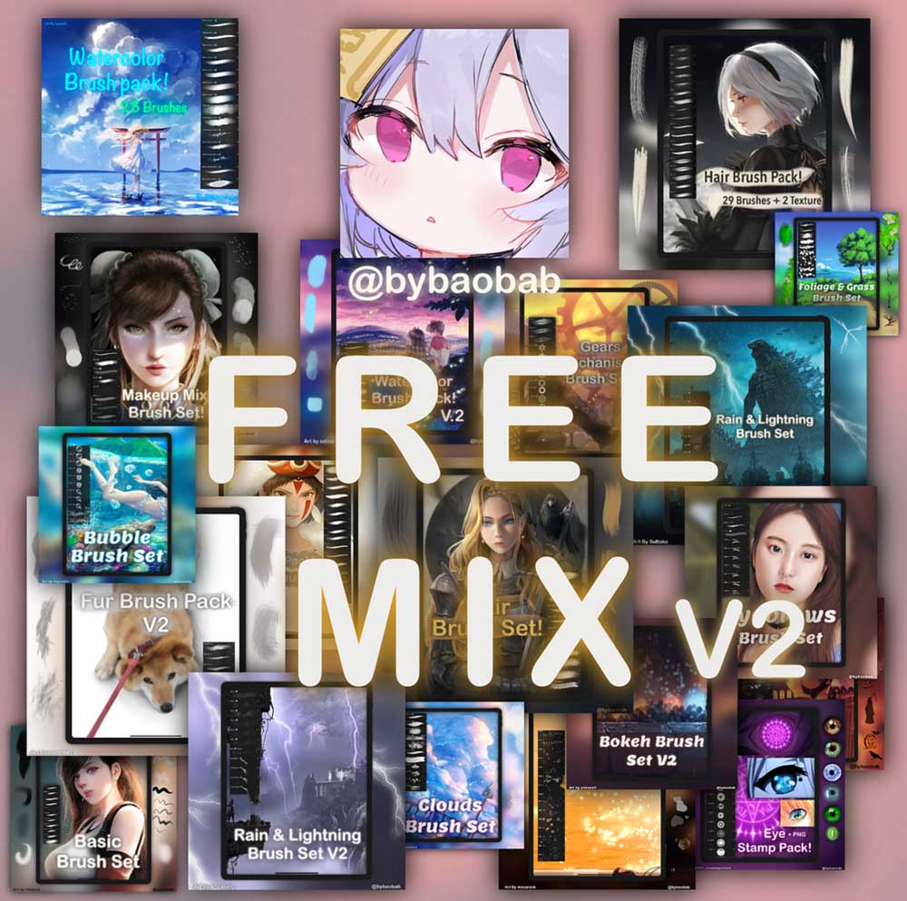 Free Mix V2 bybaobab for Procreate Free Mix V2 bybaobab for Procreate