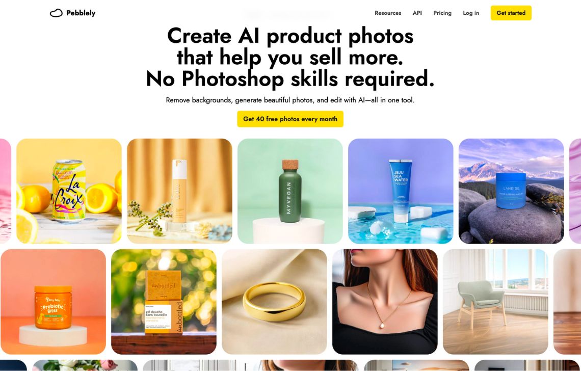 Pebblely AI product photography background generator