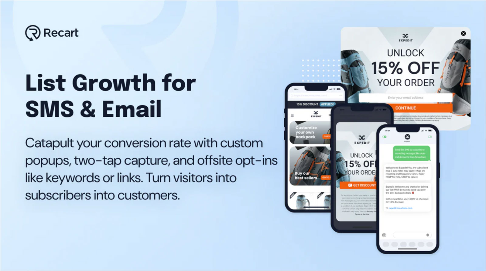 Recart AI SMS marketing Shopify abandoned cart recovery