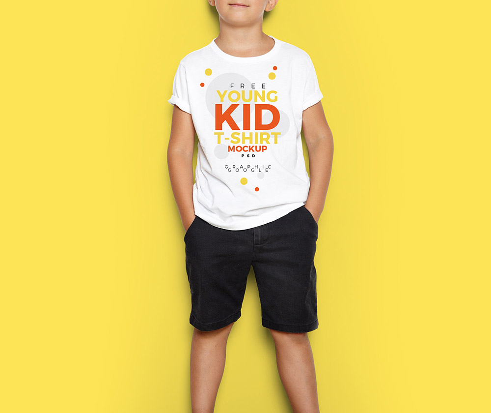 Download Free Young Kid T-Shirt Mockup | Mockuptree