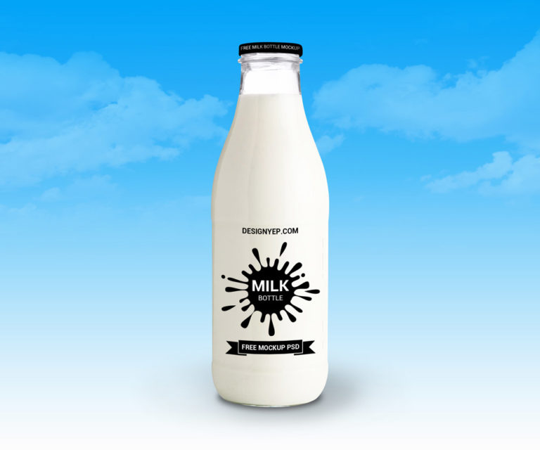Free PSD Milk Bottle Mockup