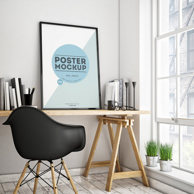 Download Free Poster Mockup in a Room | Mockuptree