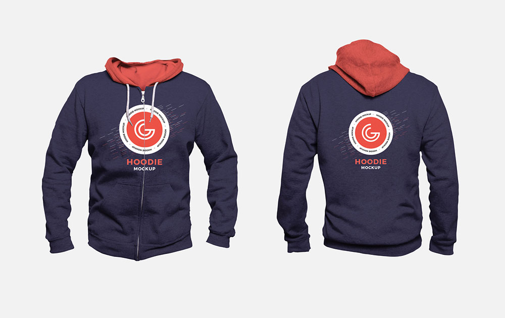 Front and Back Men's Hoodie Mockup