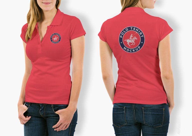Free Woman Polo T-Shirt Mockup | Mockuptree