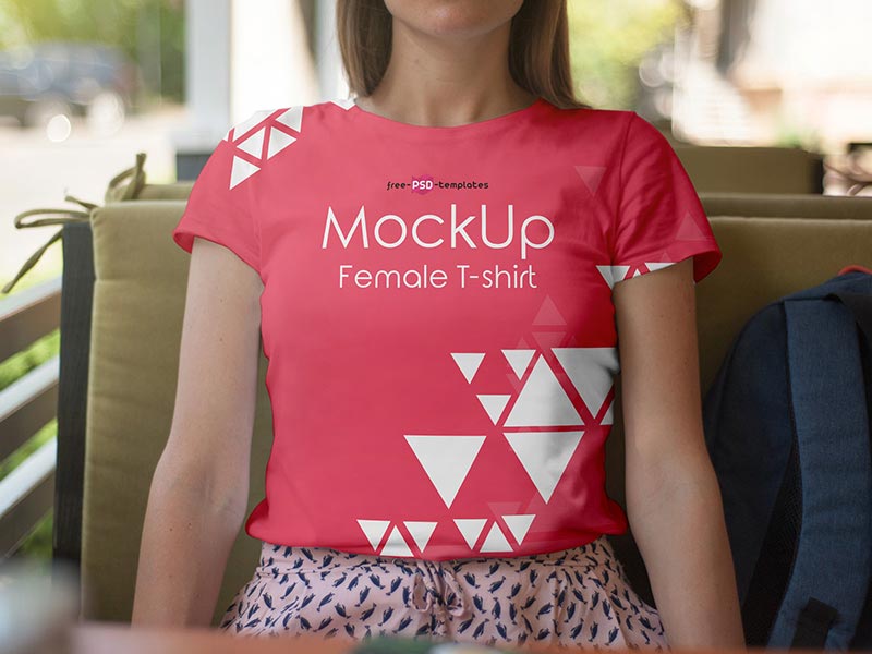 Download Free Female T-shirt Mockup PSD