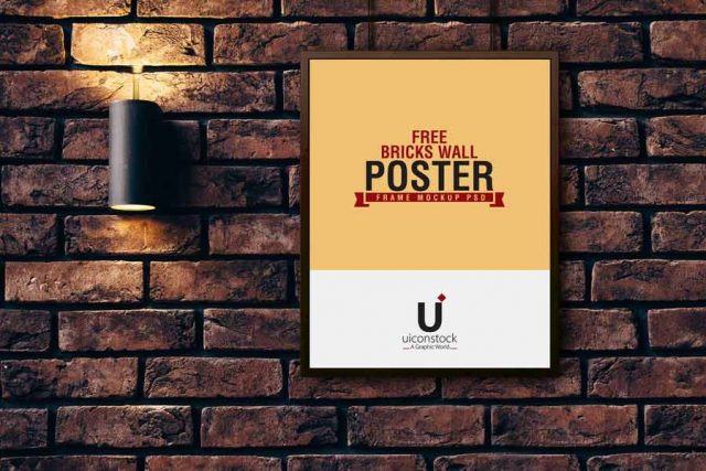 Free Bricks Wall Poster Mockup | Mockuptree