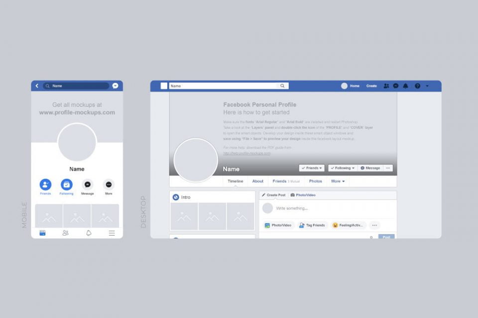 Facebook Profile Page Template from mockuptree.com