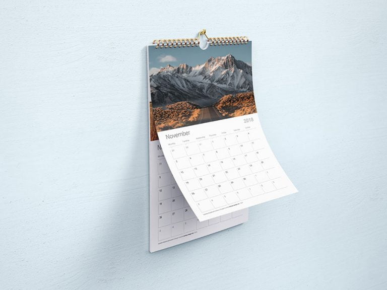 Free Wall Calendar PSD Mockup | Mockuptree