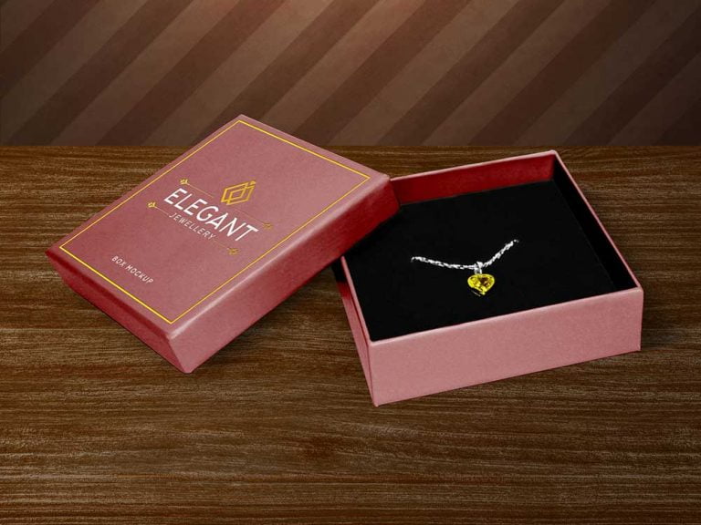 Patterned Text Box Background Free Jewelry Box Mockup