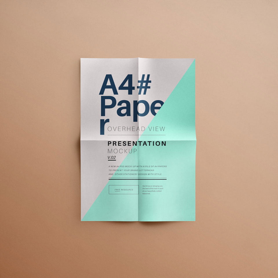 Free A4 Folded Paper Mockup | Mockuptree