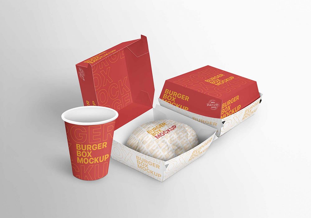 Free Burger Boxes Mockup | Mockuptree