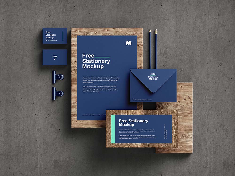 Download Free Wooden Stationery Mockup | Mockuptree