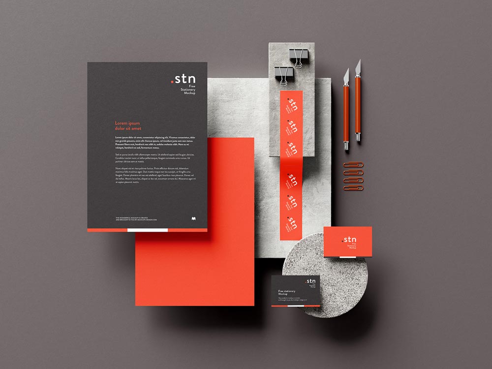 Free Stationary Mockup Sets | Mockuptree