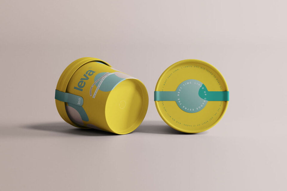 Ice Cream Tub Mockup on Yellow Images Creative Store