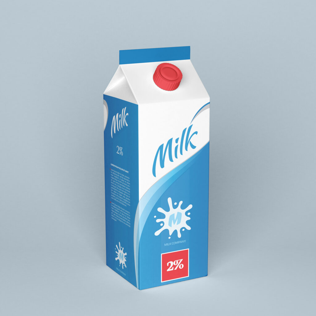 Patterned Text Box Background Free Milk Box Mockup PSD
