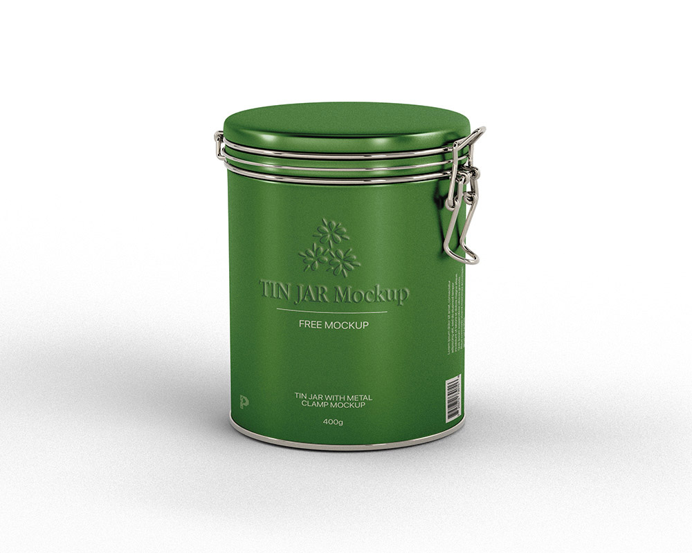 Free Metal Clamp Tin Can Mockup