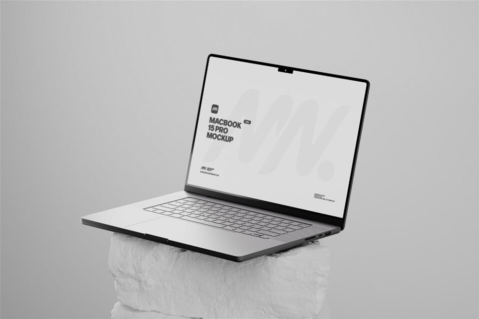 Free White Rock Macbook Pro Mockup | Mockuptree
