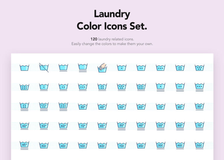 Free Color Laundry Icons Set | Mockuptree