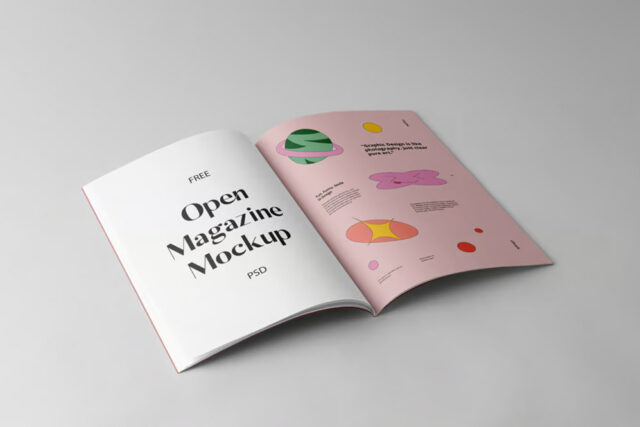 Free Open A4 Magazine Mockup | Mockuptree