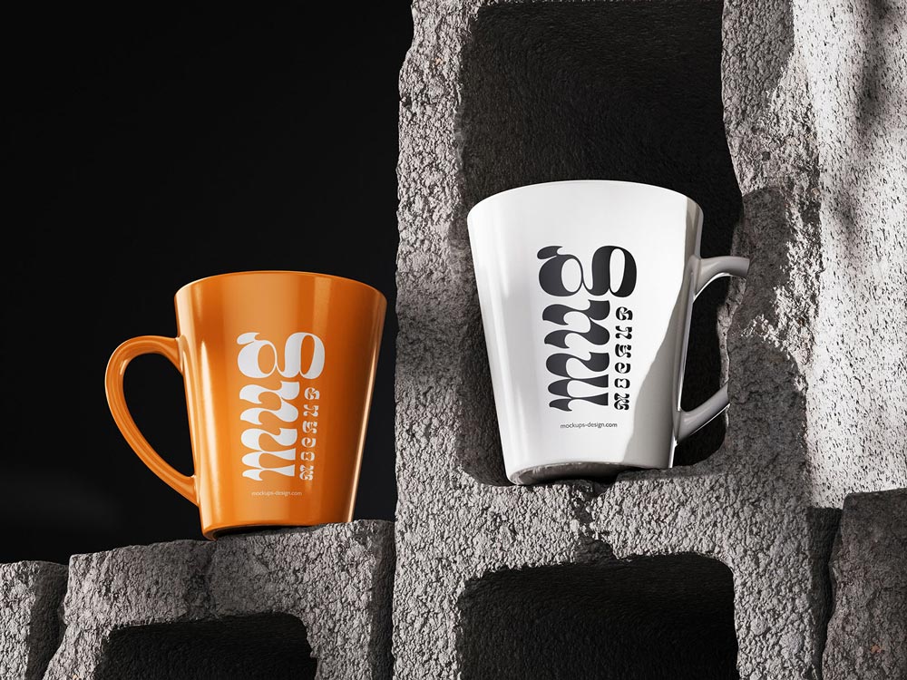 Free Concrete Brick Mug Mockup