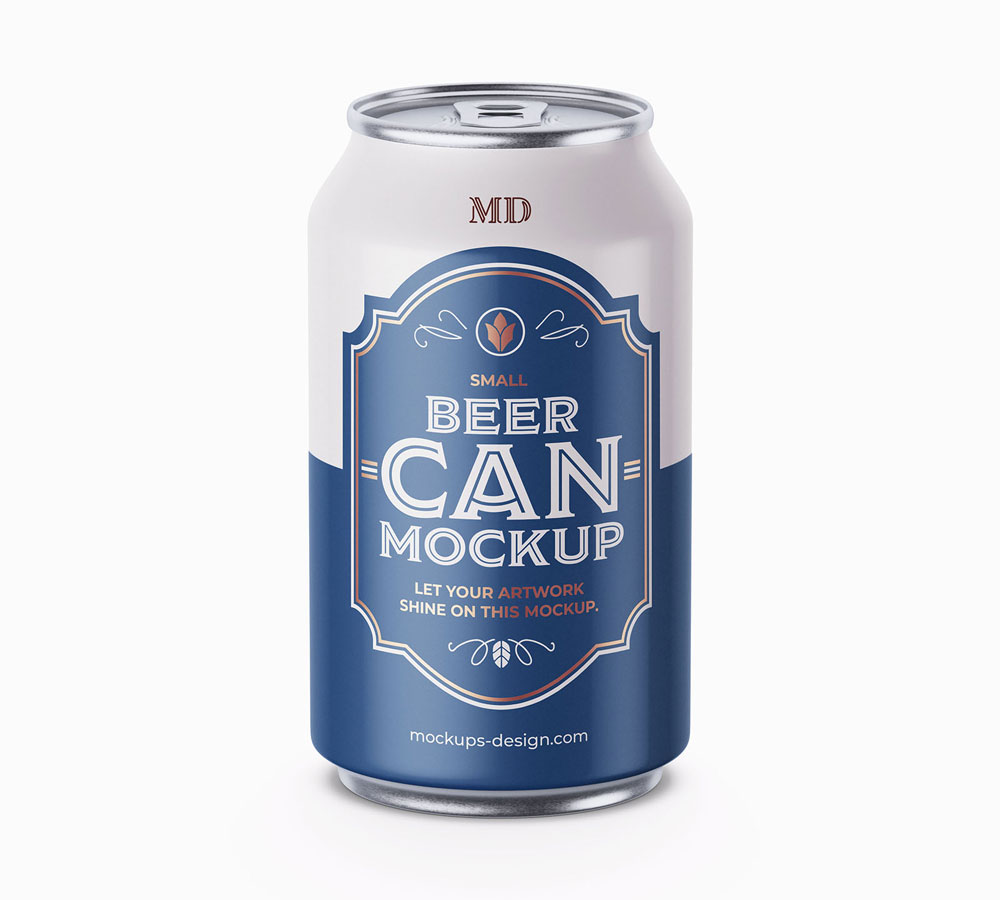 Free Small Beer Can Mockup