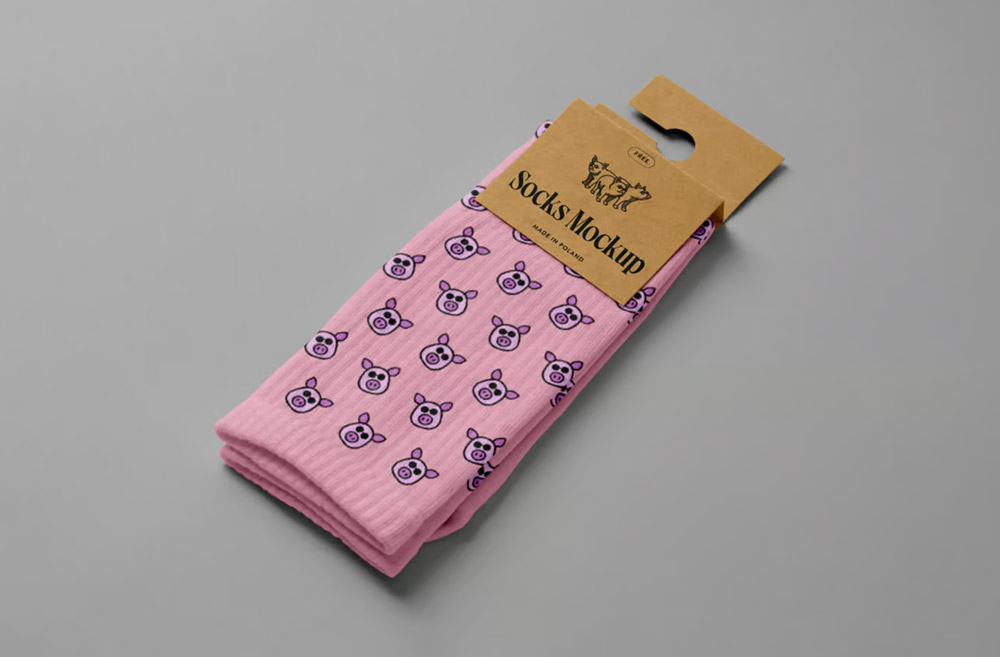 Free Label Tag Socks Mockup