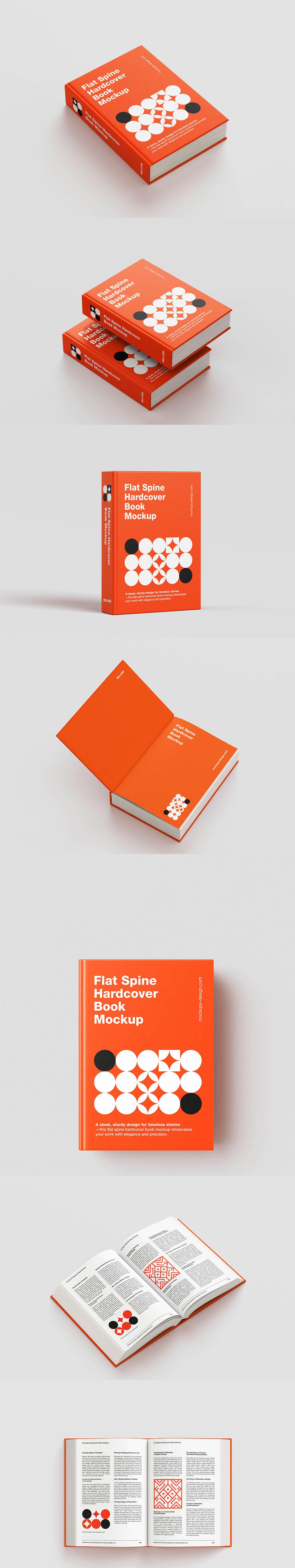 Free Flat Spine Hardcover Book Mockup