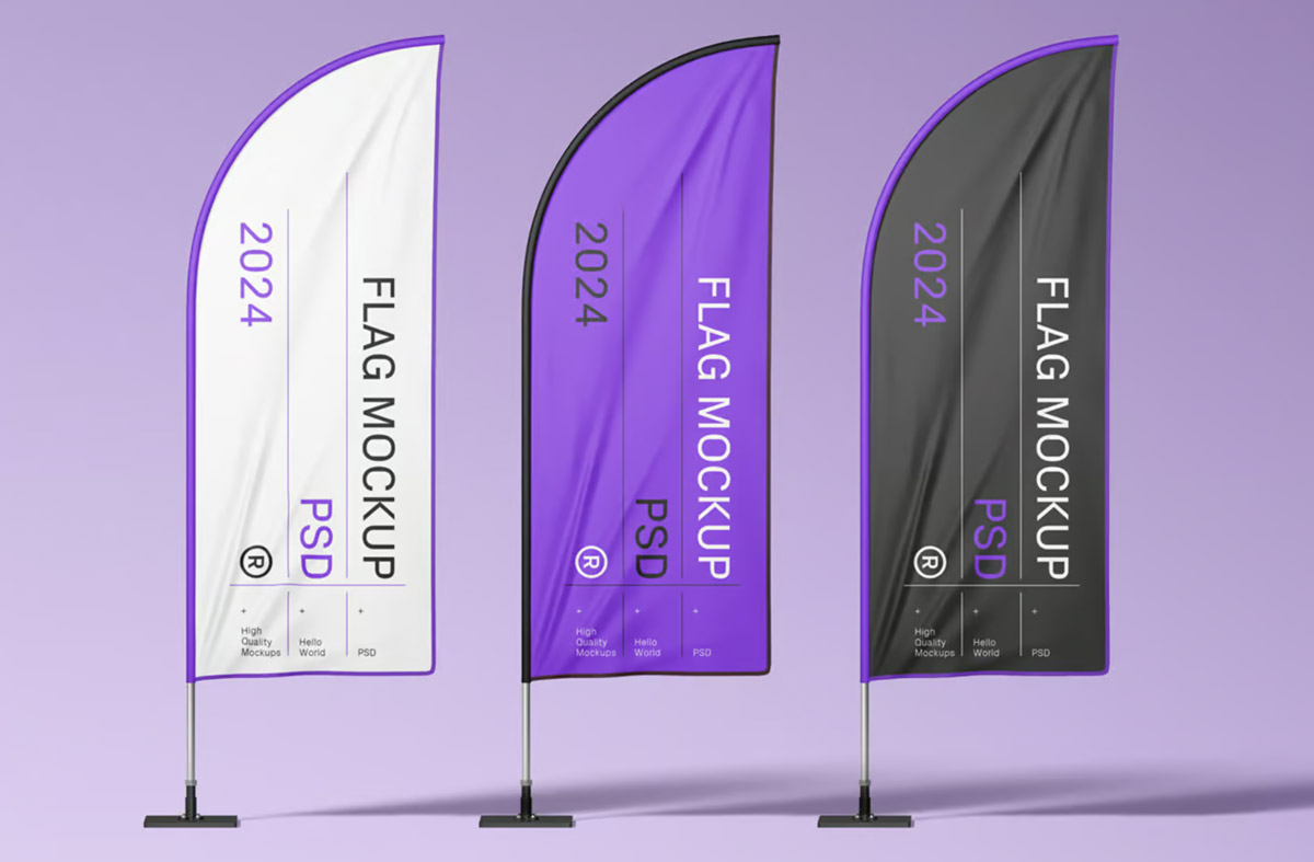 Free Convex Flags Mockup