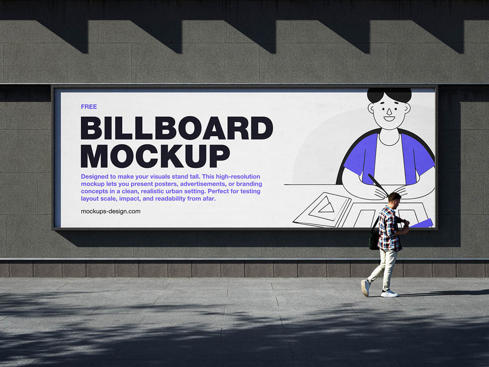 Free Wide Billboard Mockup