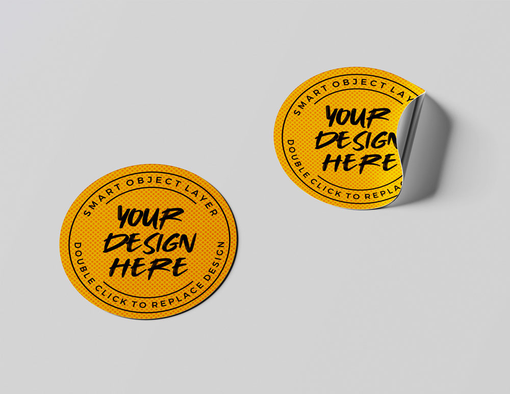 Free Round Sticker Mockup