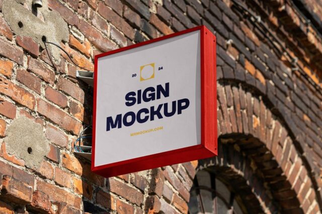 Free Attached Wall Sign Mockup | Mockuptree