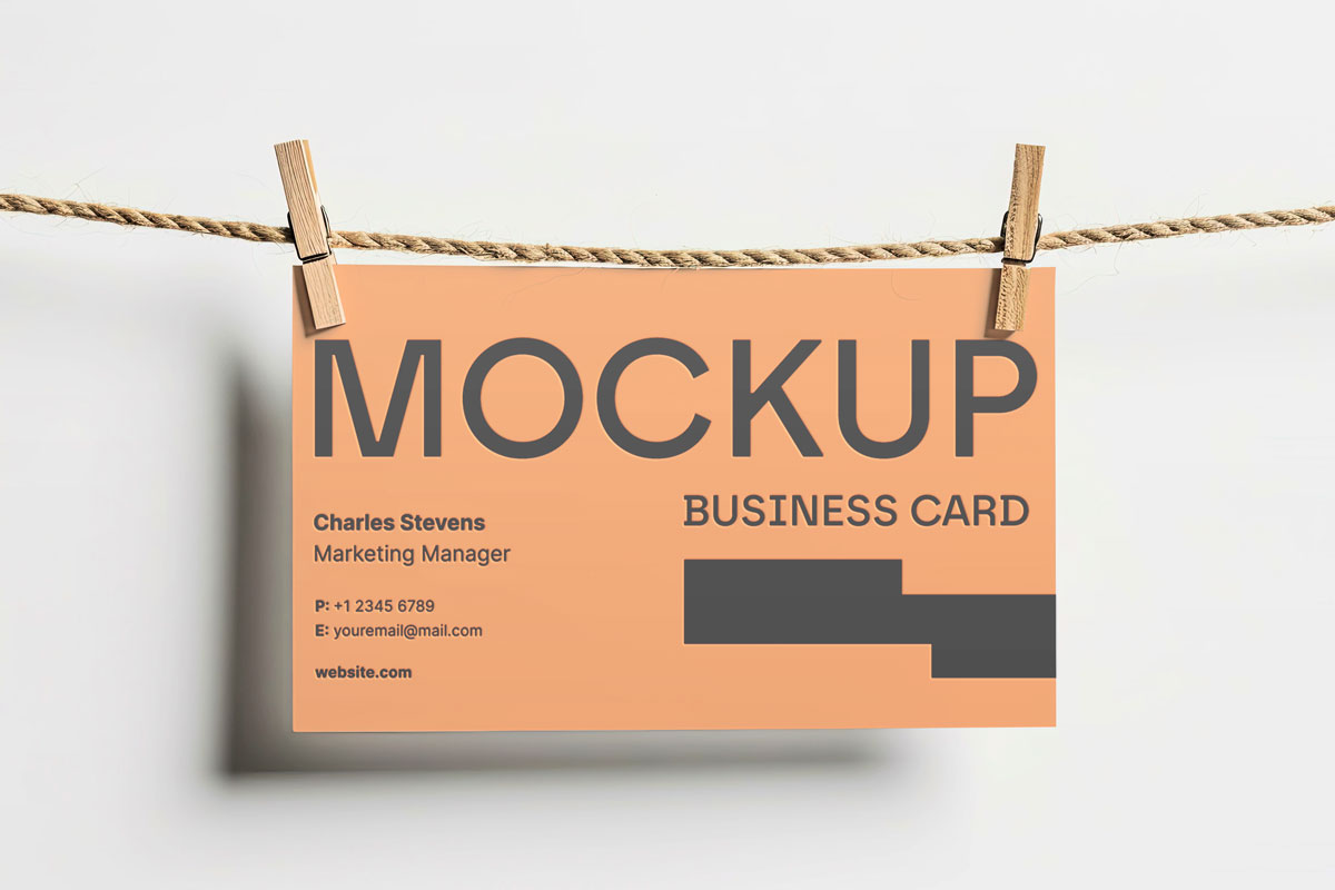 Free Hanging Business Card Mockup