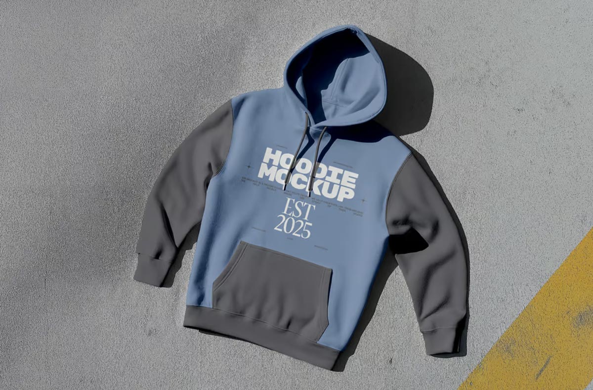Free Laying Hoodie Mockup