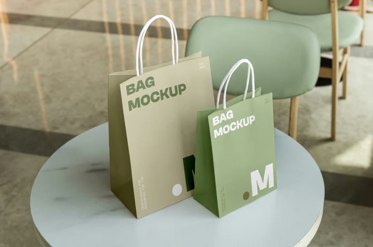 Free Two Shopping Bag Mockups