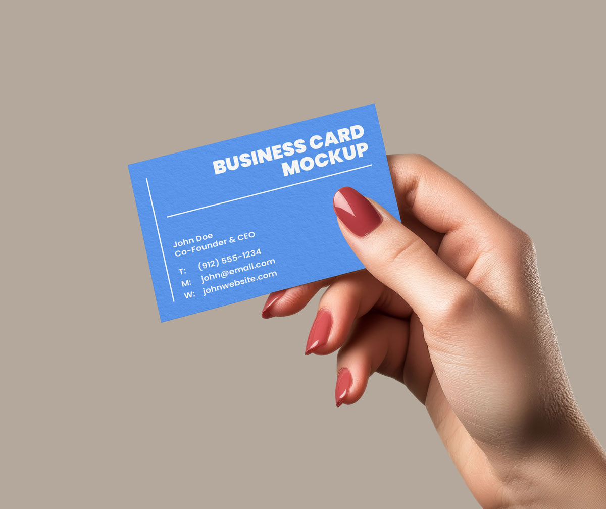 Free Holding Business Card Mockup