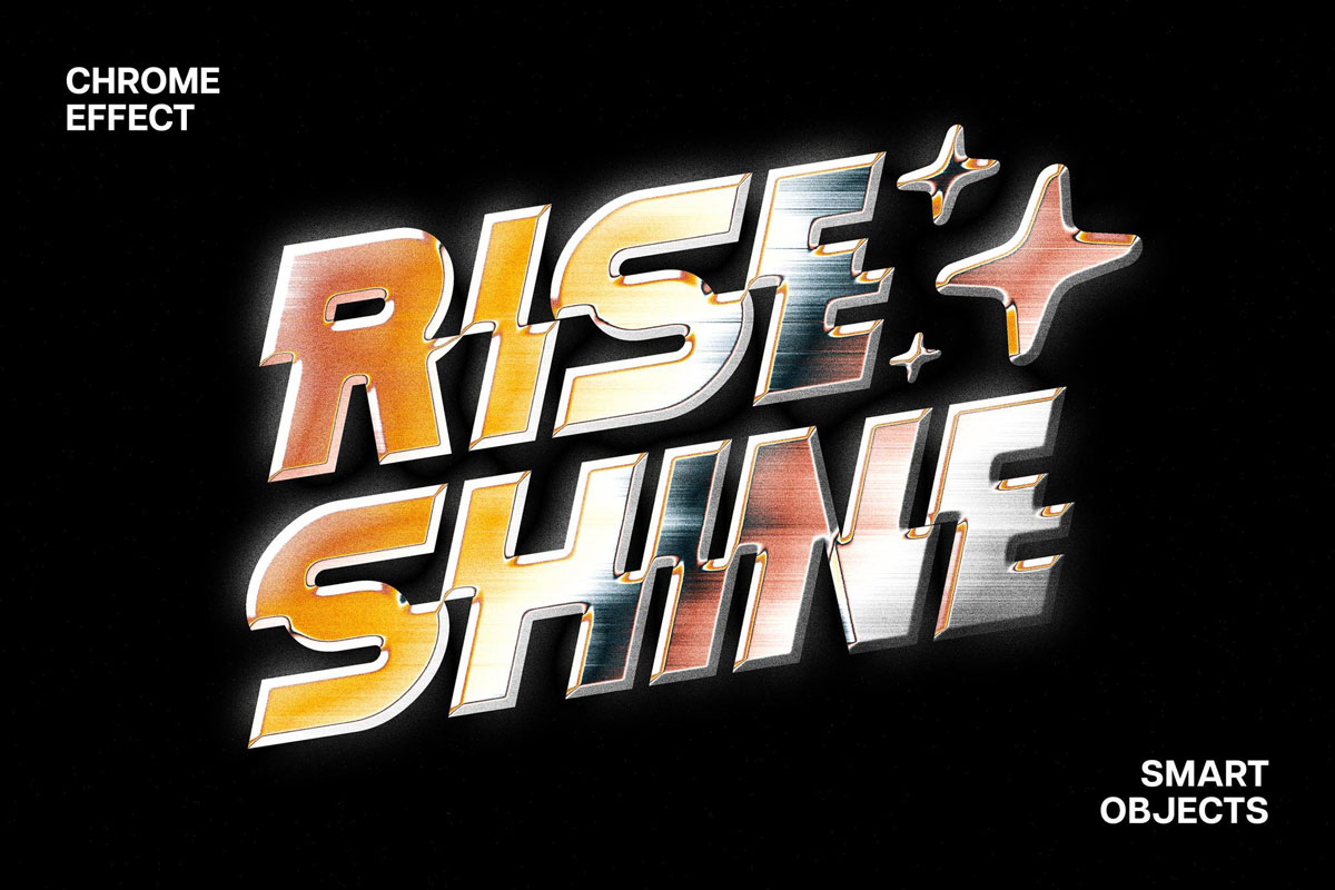 Free Retro Chrome Text Effect