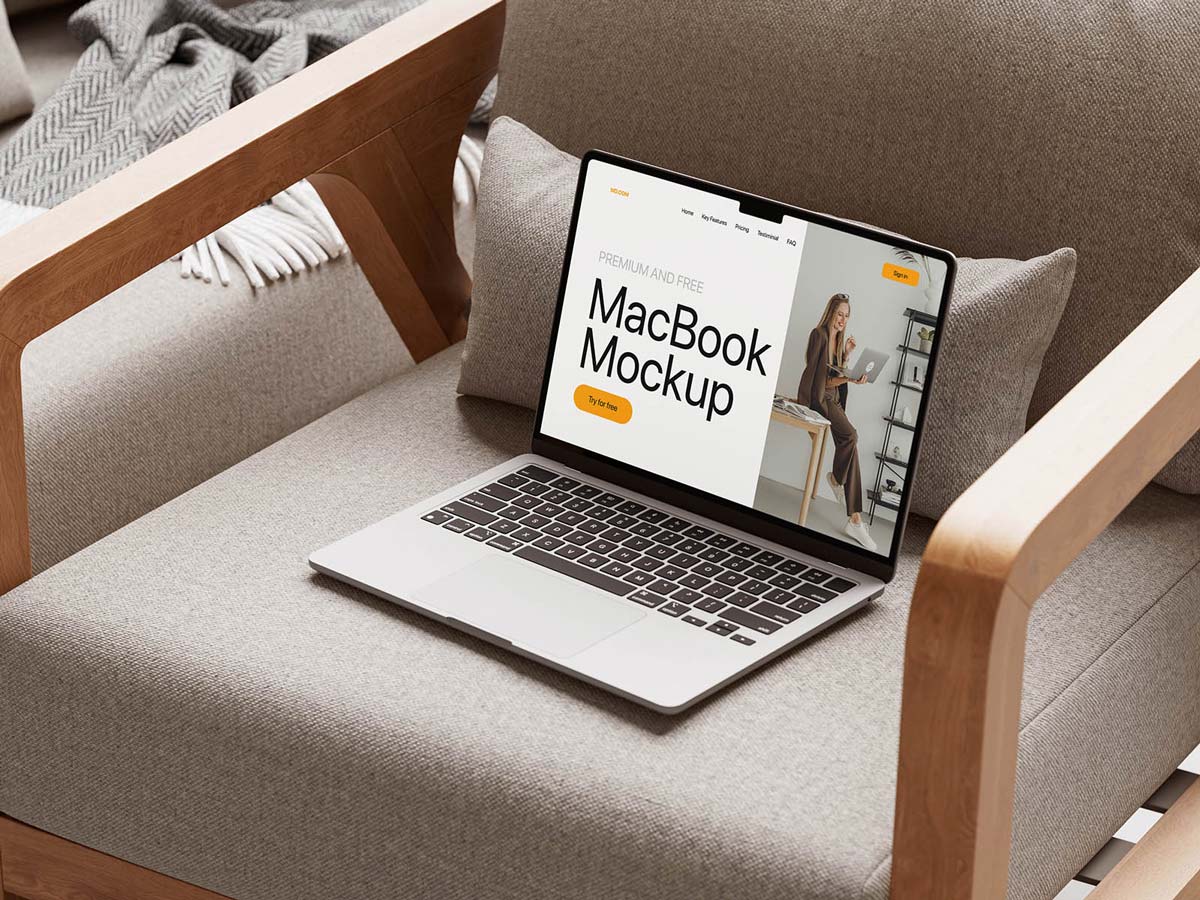 Free Cozy MacBook Mockup Free Cozy MacBook Mockup