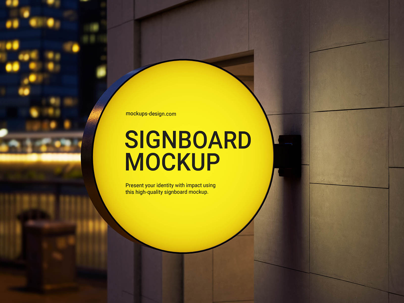 Free Night Signboard Mockup