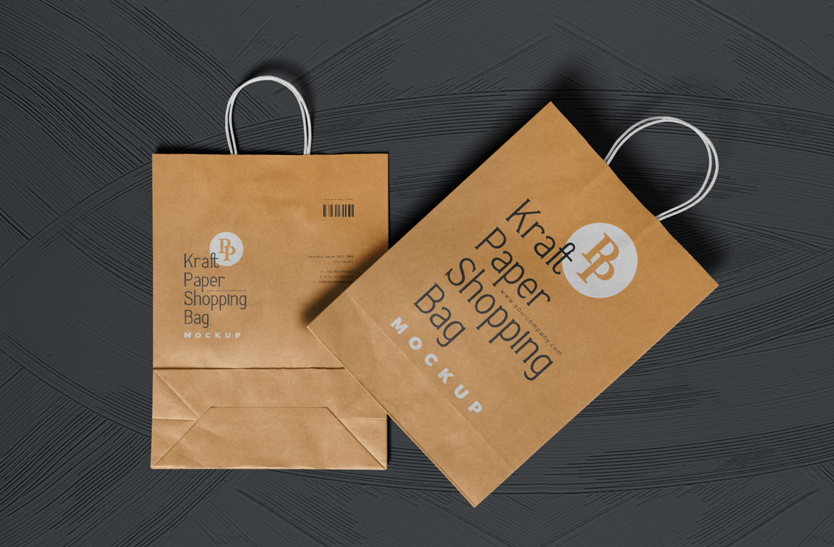Free Kraft Paper Shopping Bag Mockup