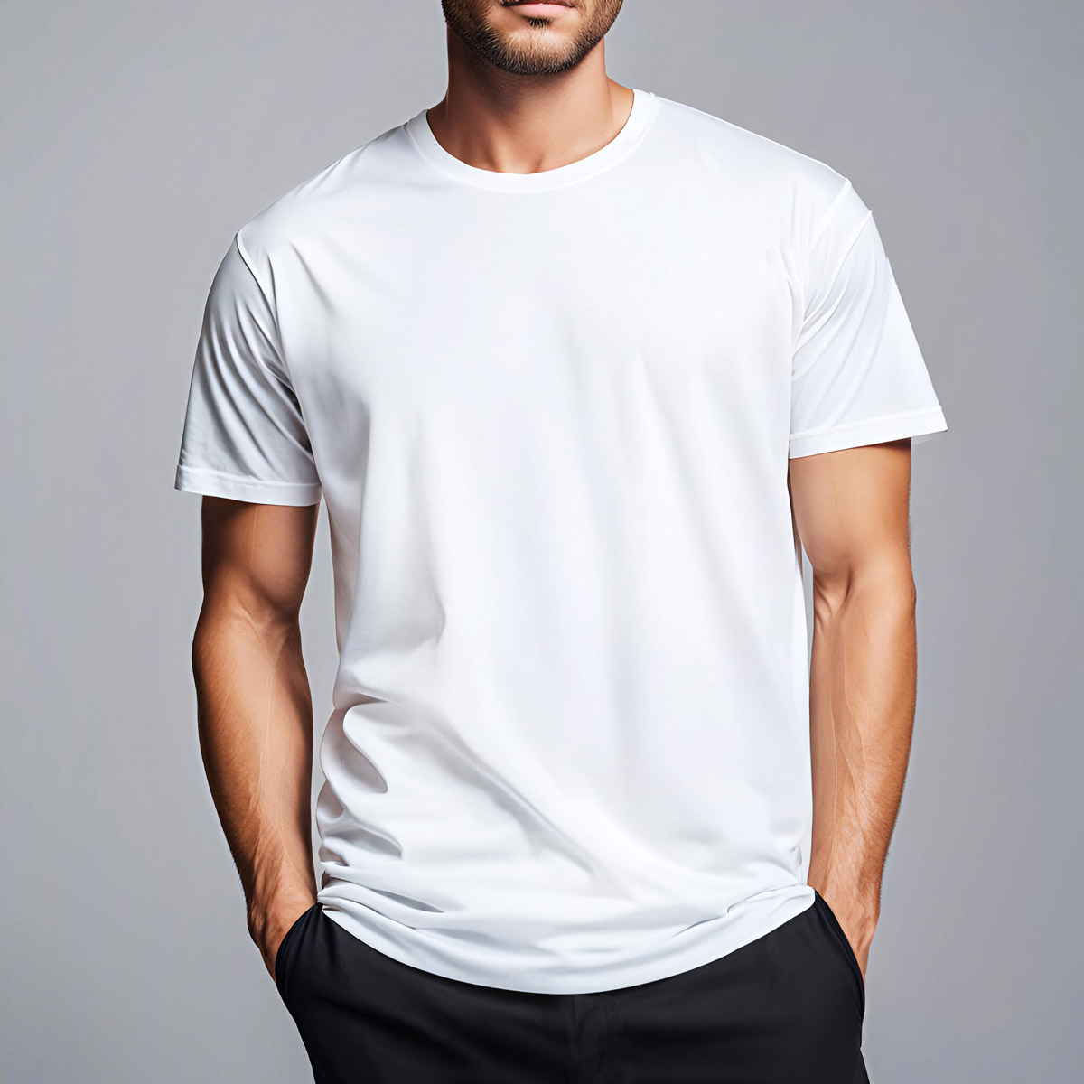Free Standing Man T-shirt Mockup Free Standing Man T-shirt Mockup