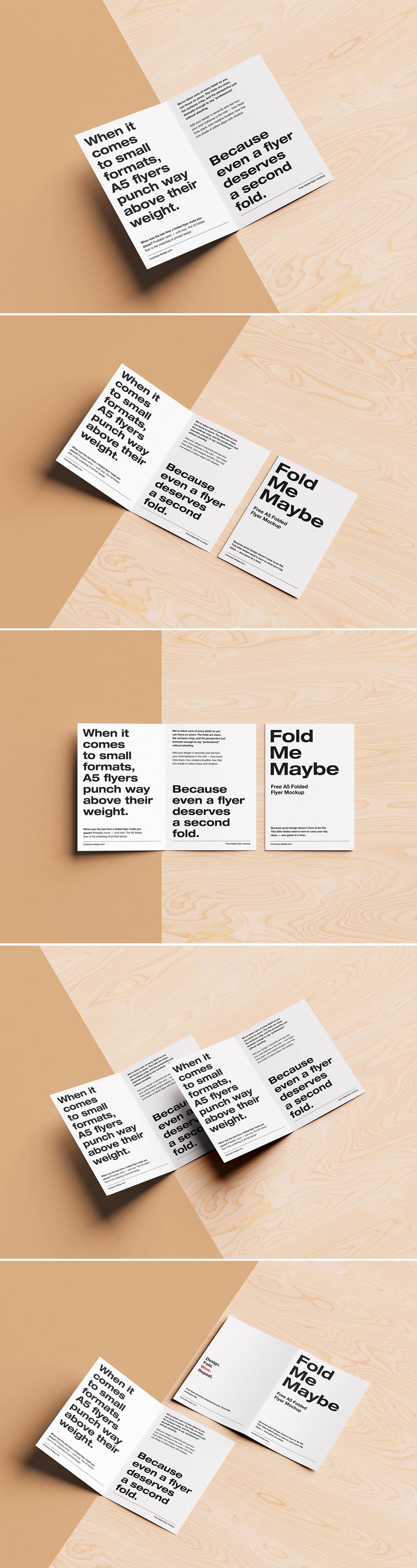 Free Folded A5 Flyer Mockup PSD