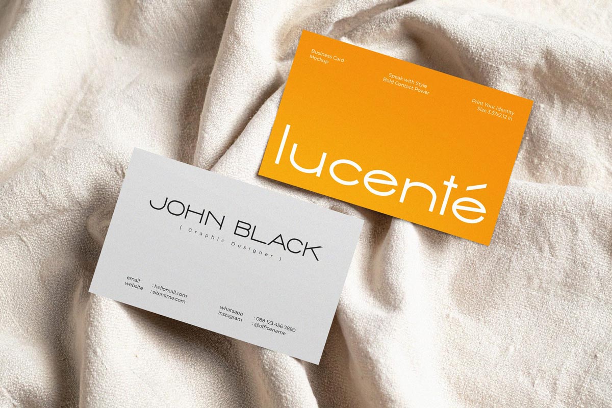 Free Soft Fabric Business Card Mockup
