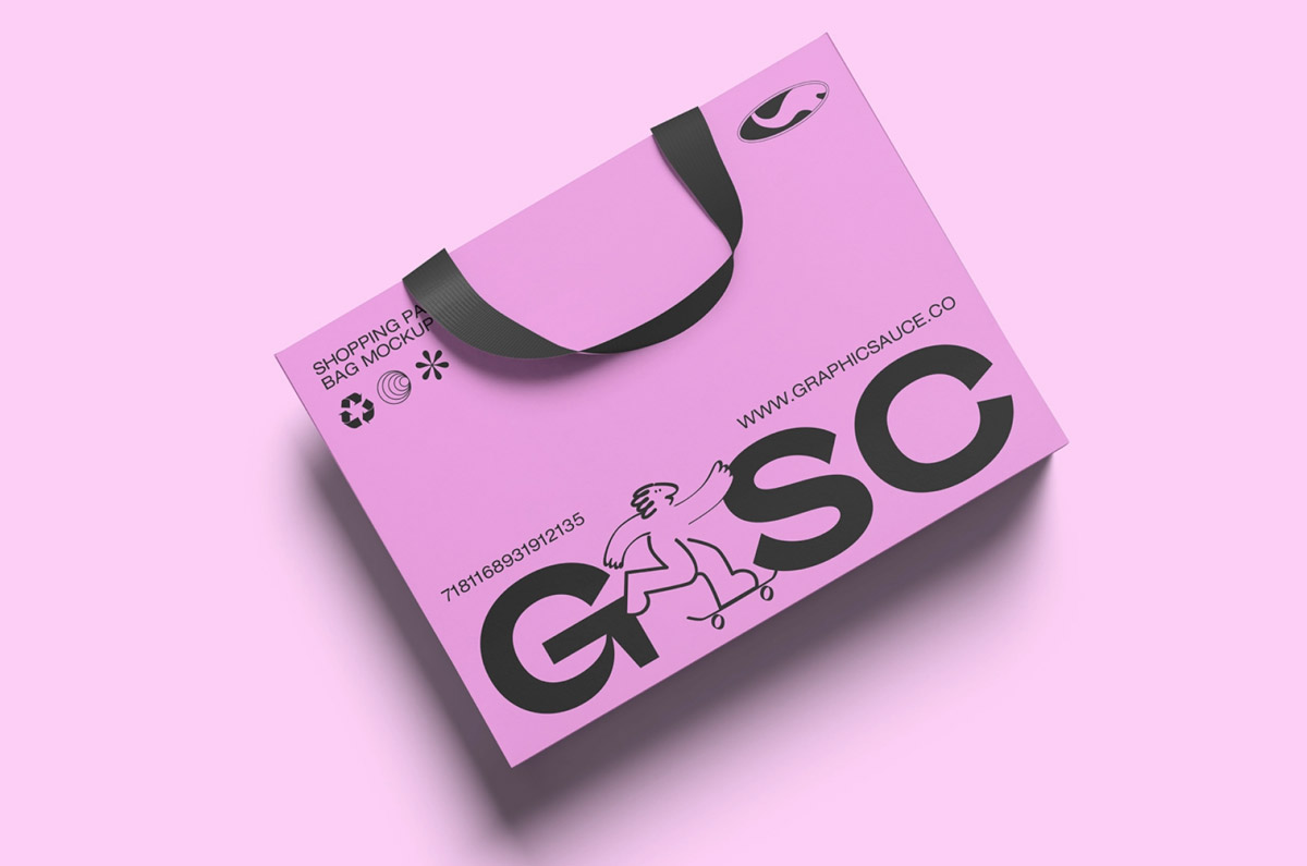 Free Top View Shopping Bag Mockup
