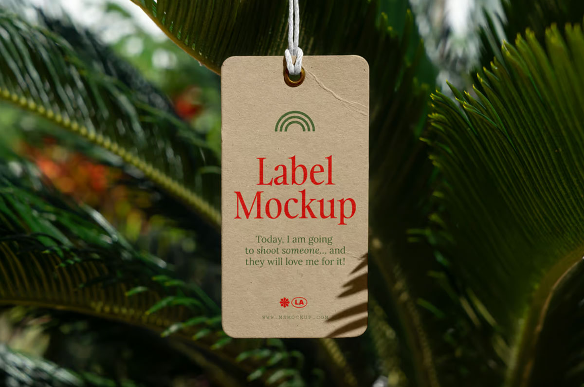 Free Front View Hanging Label Mockup