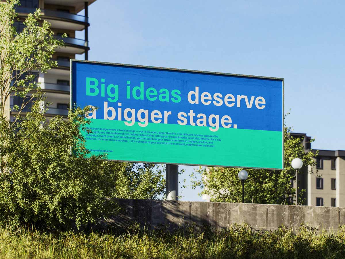 Free Urban Landscape Billboard Mockup Free Urban Landscape Billboard Mockup