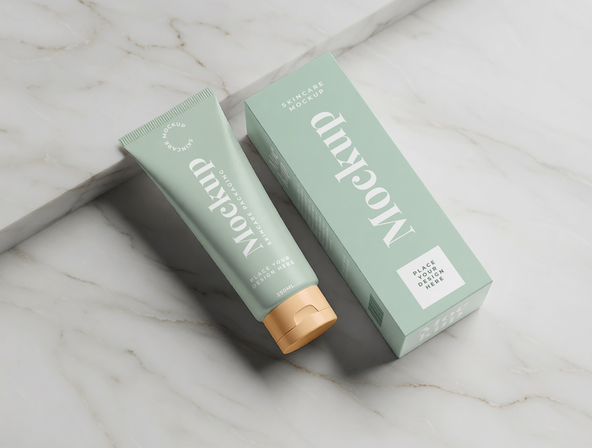 Free Tube Box Cosmetic Mockup
