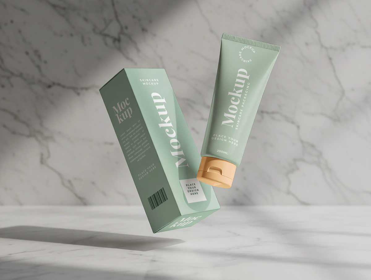 Free Tube Box Cosmetic Mockup