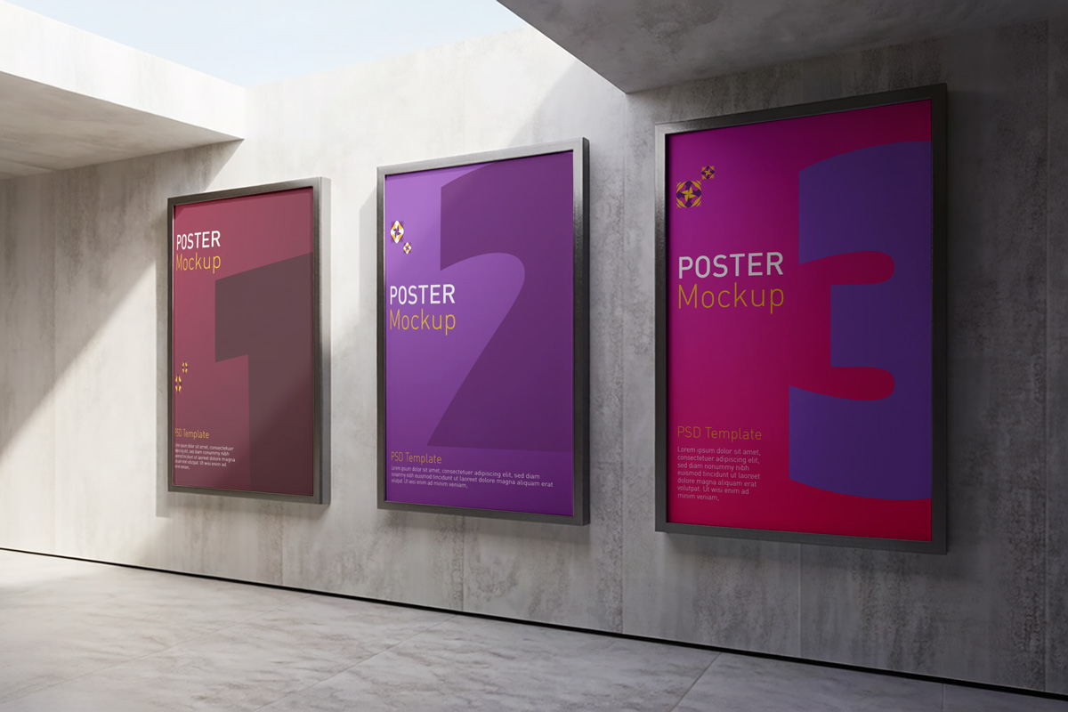 Free Wall Poster Mockups PSD Free Wall Poster Mockups PSD