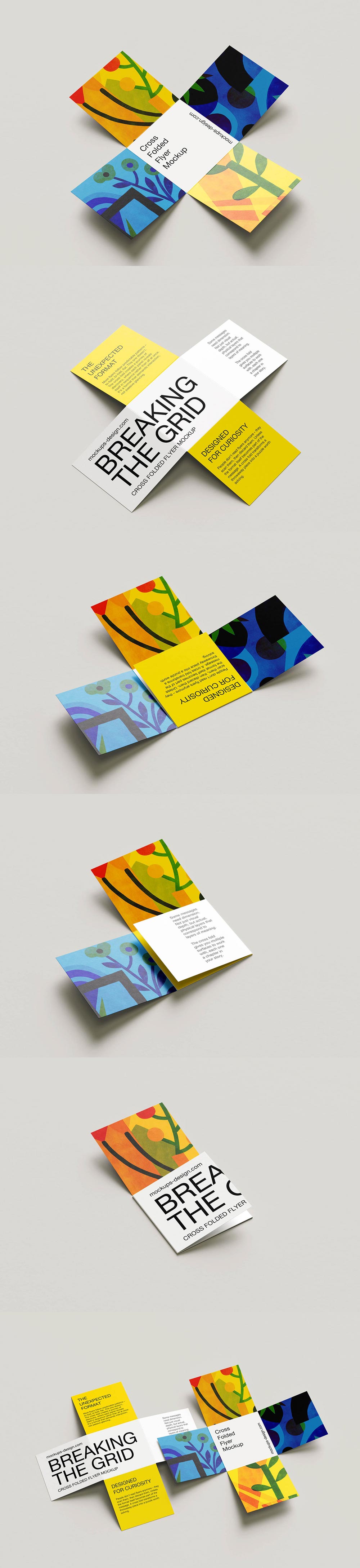 Free Cross Folded Flyer Mockup